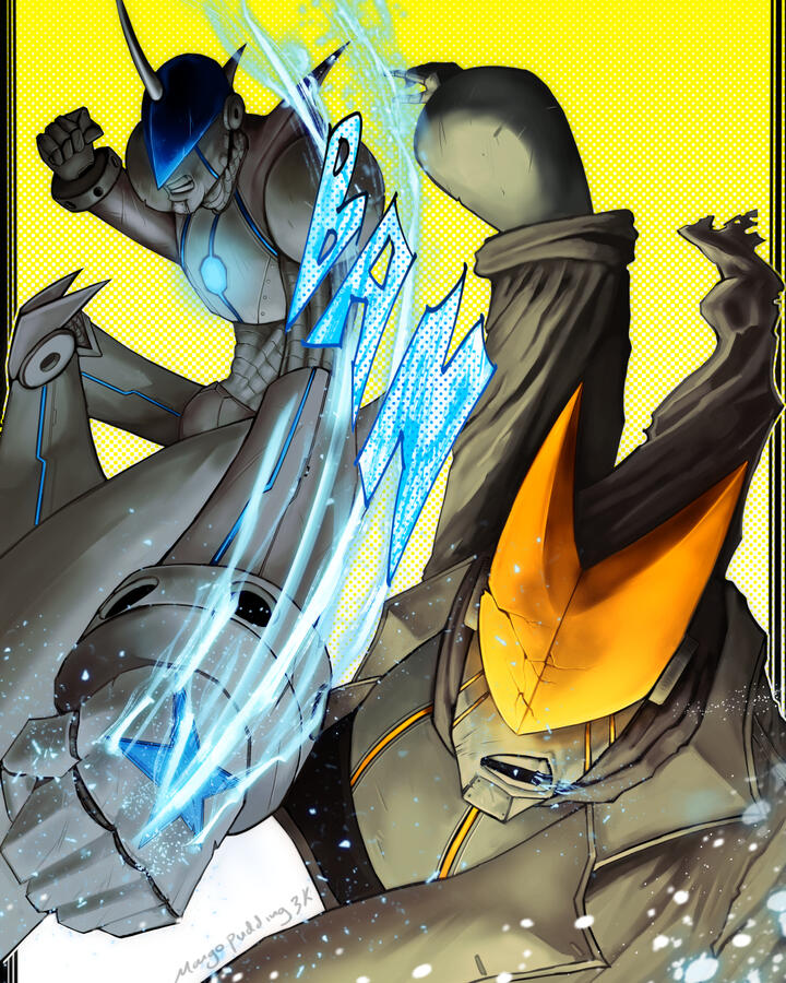 Proto: 10 VS MK0 (Online art show, reach out to artist for sales original charcters from my failed Kadokawa manga oneshot by Pudding - @mangopudding3k