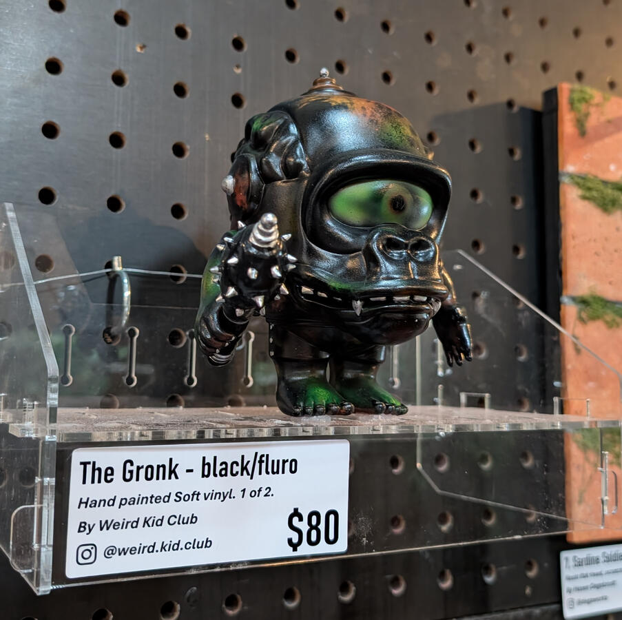 The Gronk - black/fluro ($80) Hand painted Soft vinyl. 1 of 2. by Weird Kid Club - @weird.kid.club