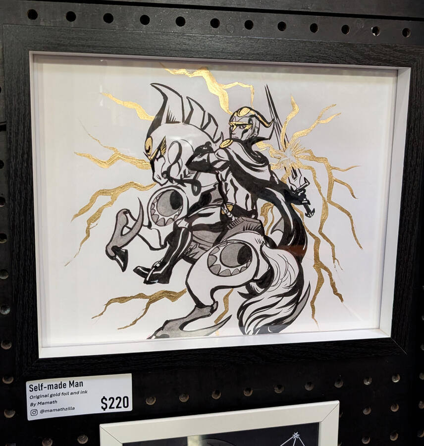 Self-made Man ($220) Original gold foil and ink by Mamath - @mamathzilla