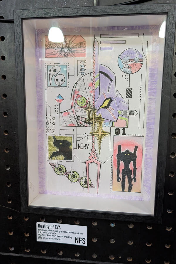 Duality of EVA (NFS Original piece using pastel watercolour, ink, and Gunpla by Amy Lee AKA 'Neon Darling' - @neondarling.jp