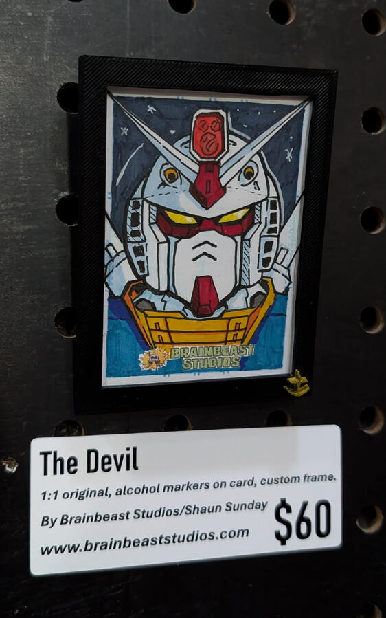 The Devil ($60) 1:1 original, alcohol markers on card, custom frame. by Brainbeast Studios/Shaun Sunday - @brainbeast_studios www.brainbeaststudios.com