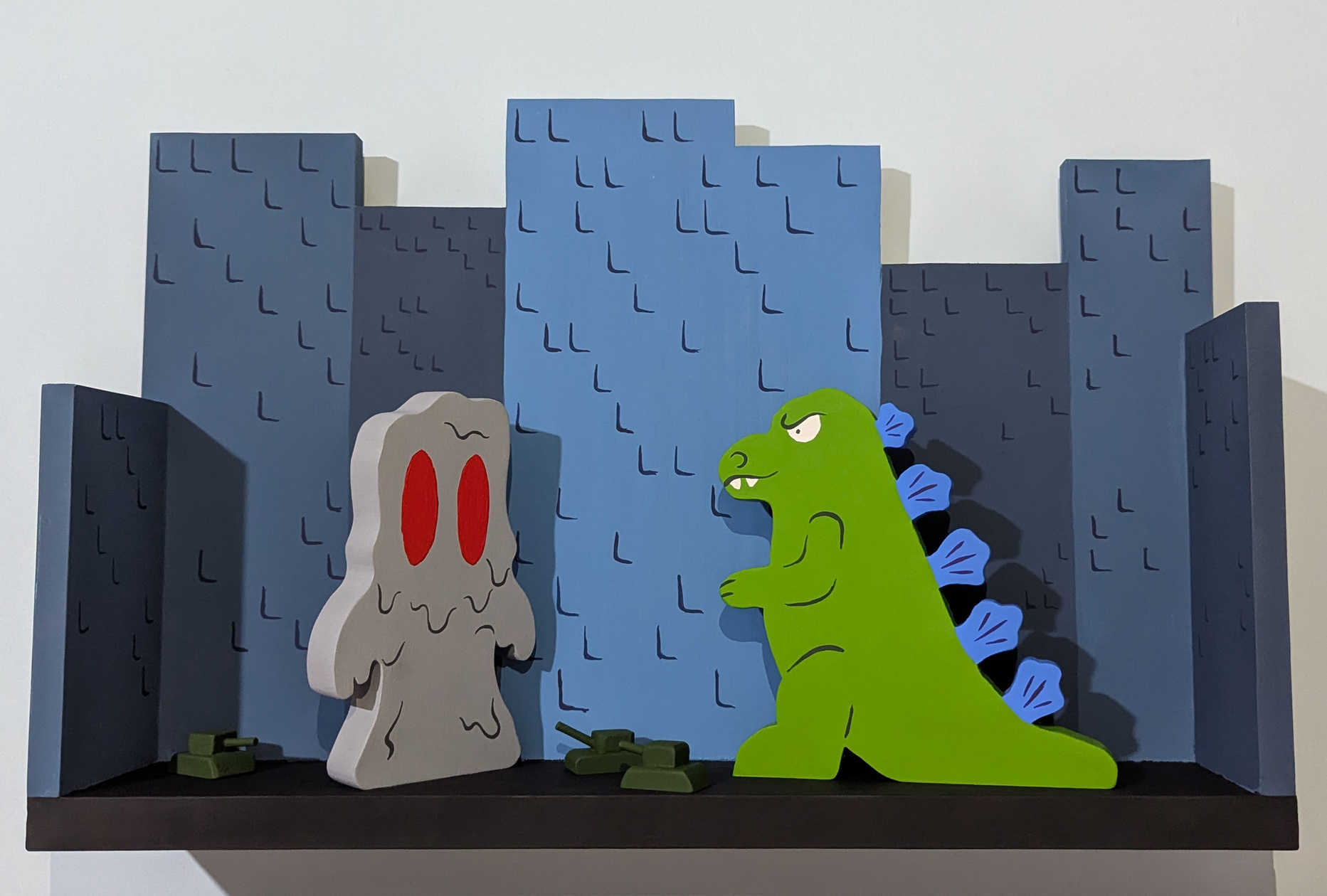 Godzilla V Hedorah ($275) wood, acrylic by smelly chops