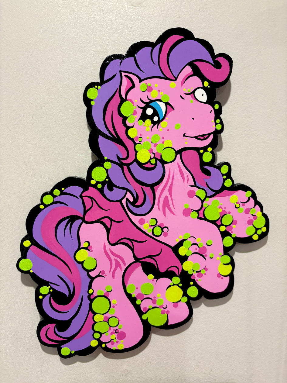 My Little Toxie ($360) Handpainted wooden cutout by Emetic Art