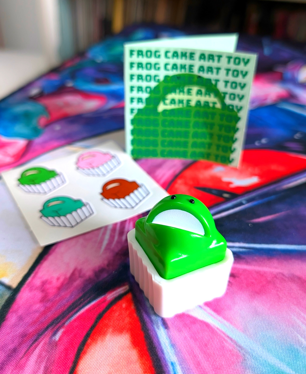 Micro Frog Cake  ($35) Sofubi made in Japan, stencil and hand painted in Adelaide. by Hints and Spices 