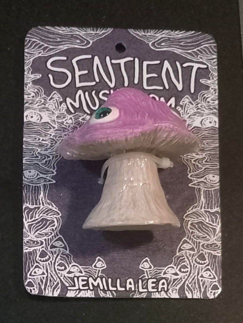 Sentient Mushrooms (purple) ($140) Hand-painted resin sculptures by JEMILLA LEA