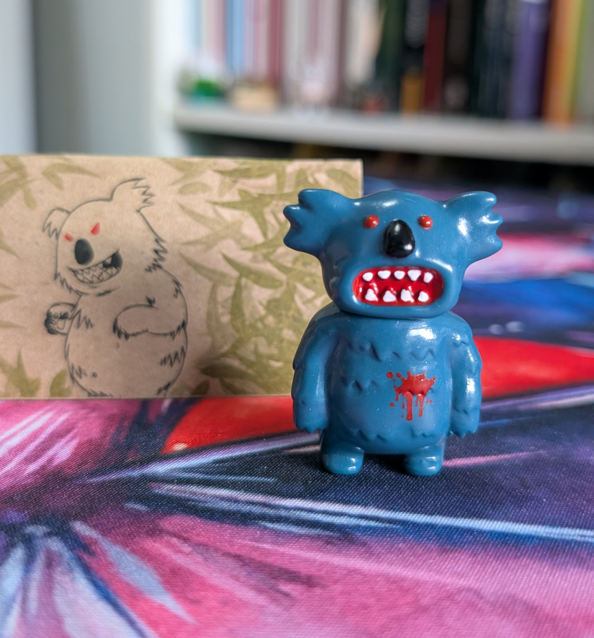 Micro Kowaiila (blood) ($40) Sofubi made in Japan, stencil and hand painted in Adelaide. by Hints and Spices